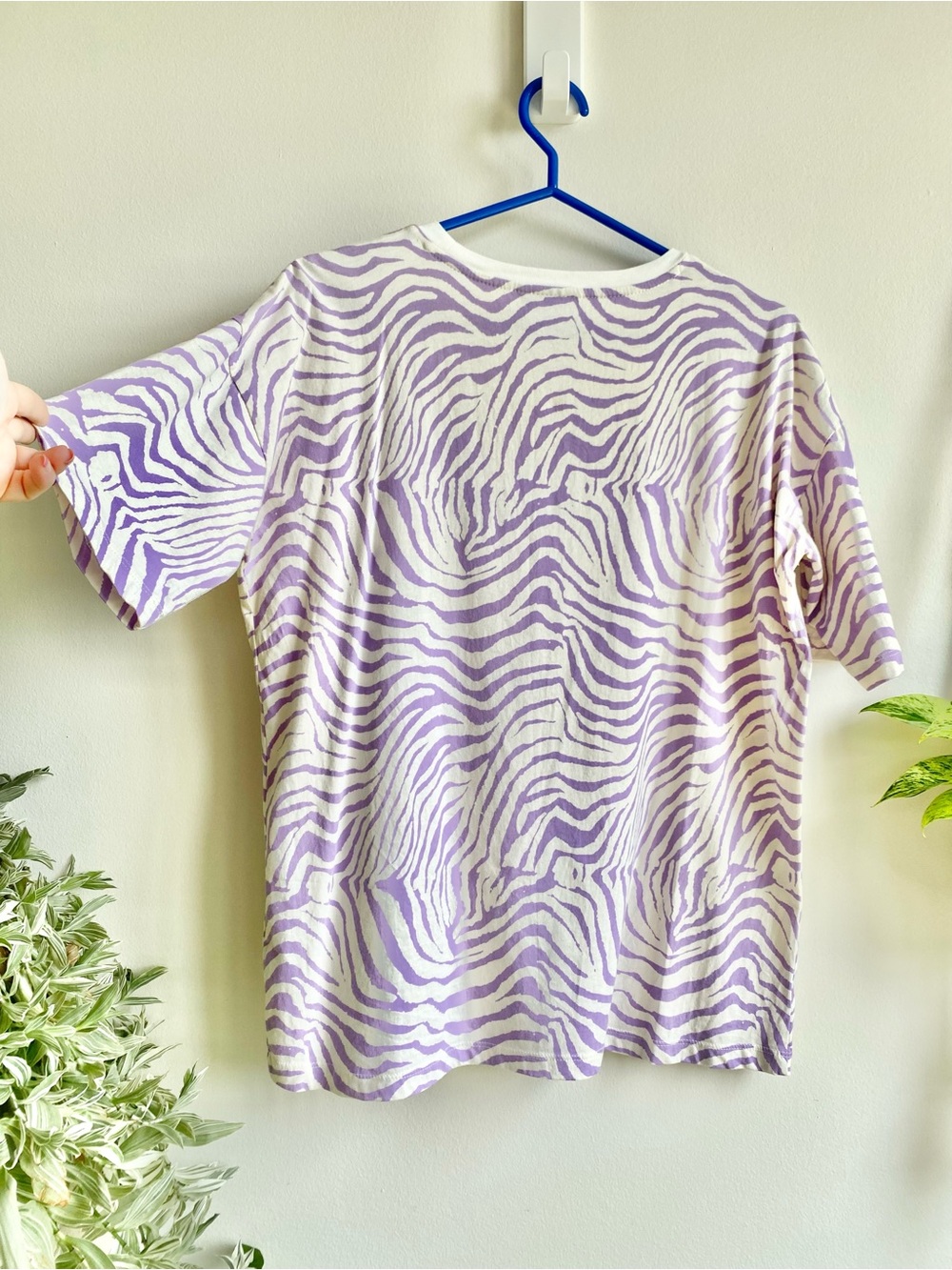 Cotton Lavender Zebra Print Oversized Dress Tee - Picture 3 of 5
